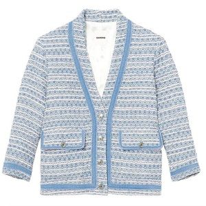 Sandro Amelia Tweed V-Neck Jacket